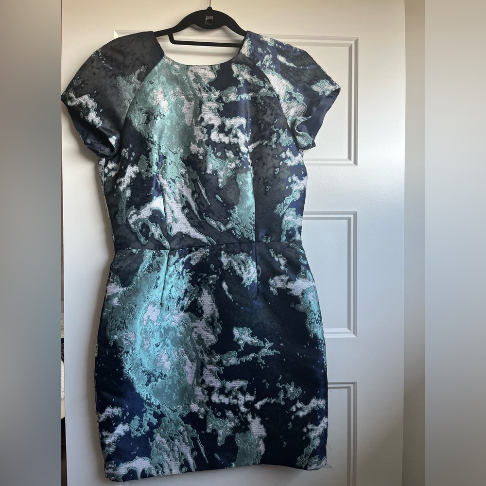 Blue Jacquard Zara Dress (Size Small)